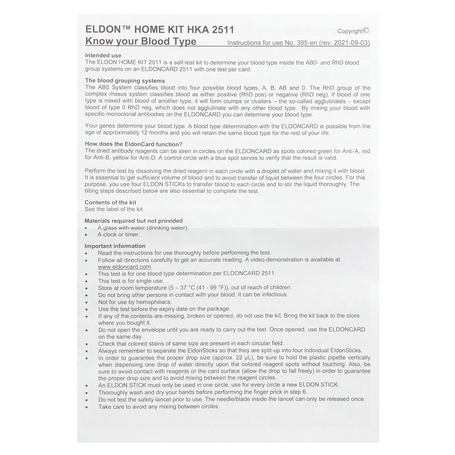 D'adamo, Eldon Blood Typing Kit, 1 Kit