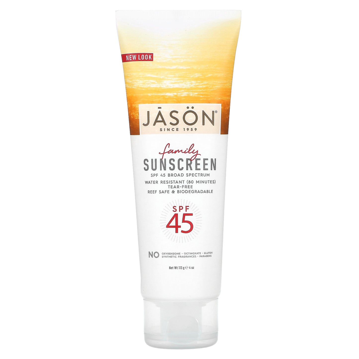 Jason Natural, Family Sunscreen, SPF 45, 4 oz (113 g)