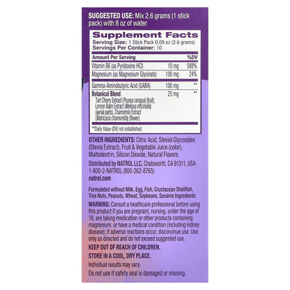 Natrol, Sleep & Restore, Calming Drink Mix, Melatonin Free, Cherry, 10 Stick Packs, 0.09 oz (2.6 g) Each