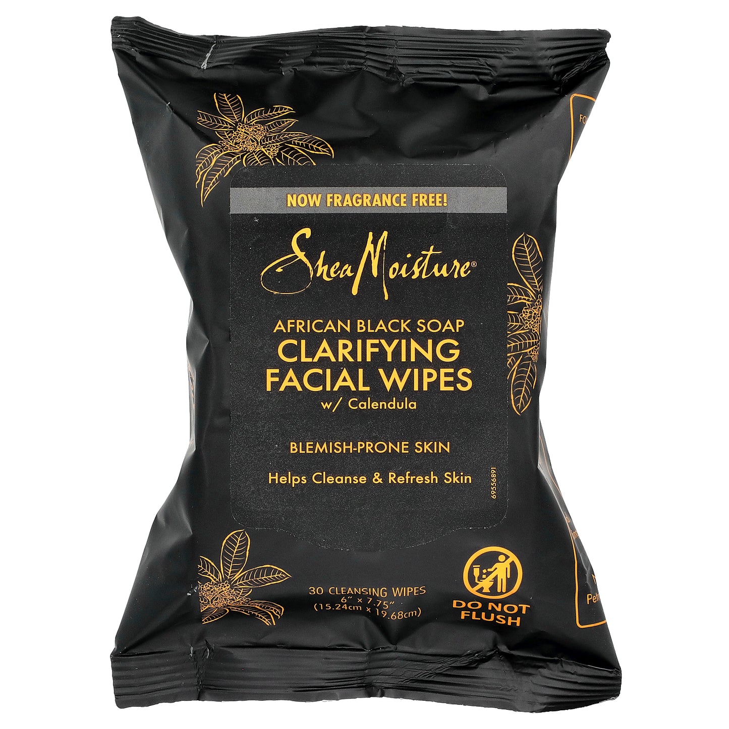 SheaMoisture, African Black Soap, Clarifying Facial Wipes With Calendula, Fragrance Free, 30 Cleansing Wipes