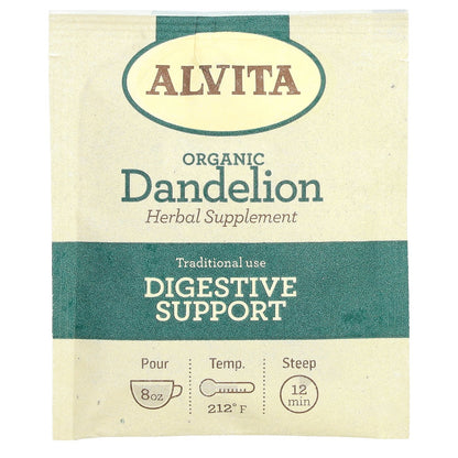 Alvita Teas, Organic Botanical Tea, Dandelion Root, Caffeine Free, 16 Individually Wrapped Tea Bags, 1.13 oz (32 g)