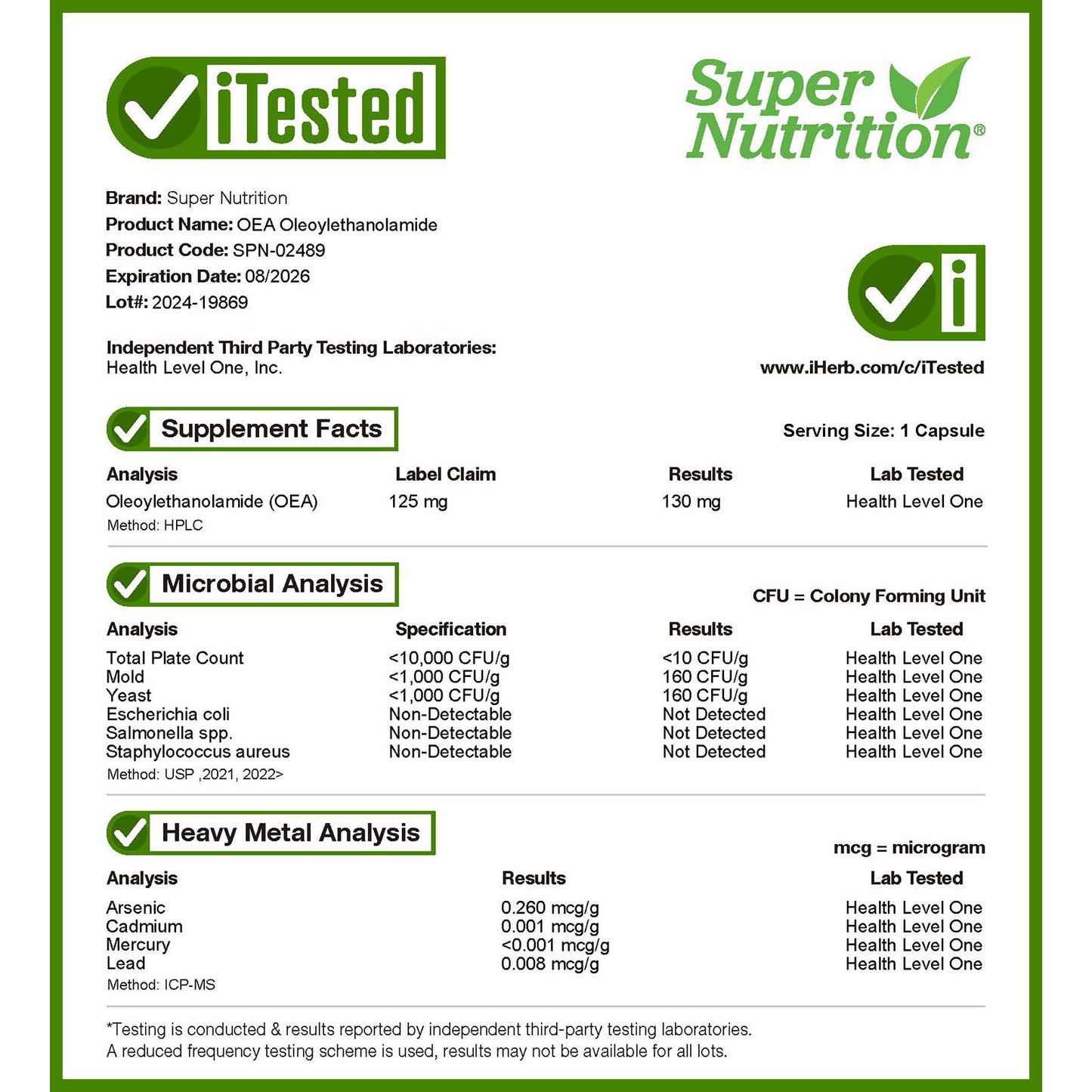 Super Nutrition, OEA Oleoylethanolamide, 125 mg, 120  Veggie Capsules