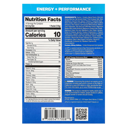 GAT, JetFuel®, Energy + Performance, Energy Sticks, Blue Raspberry, 14 Stick Packs, 0.26 oz (7.35 g) Each