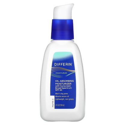 Differin, Oil Absorbing Moisturizer with Sunscreen, SPF 30, 4 fl oz (118 ml)