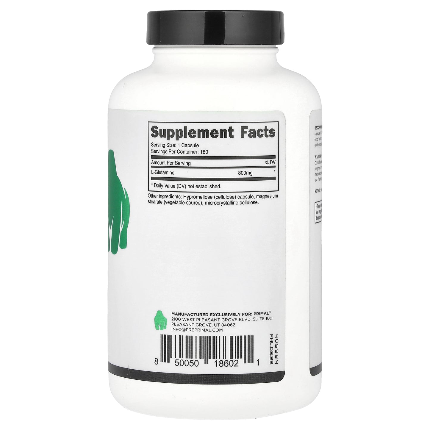 PrePrimal, L-Glutamine, 800 mg, 180 Capsules