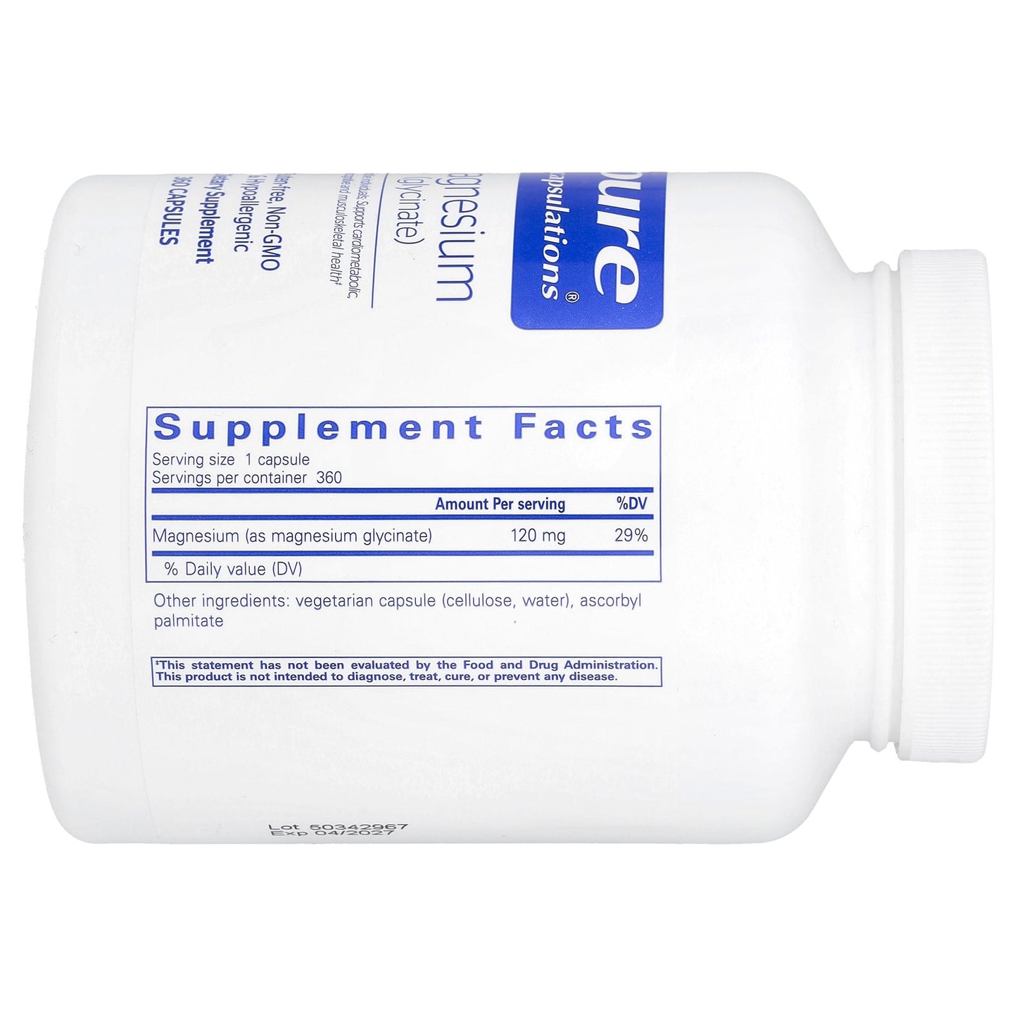 Pure Encapsulations, Magnesium (Glycinate), 360 Capsules (120 mg per Capsule)