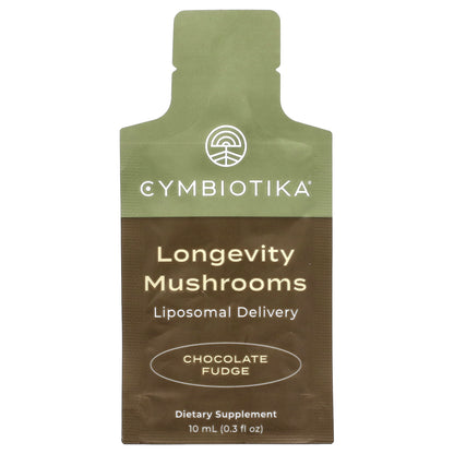 Cymbiotika, Longevity Mushrooms, Liposomal Delivery, Chocolate Fudge, 30 Pouches, 10 ml Each