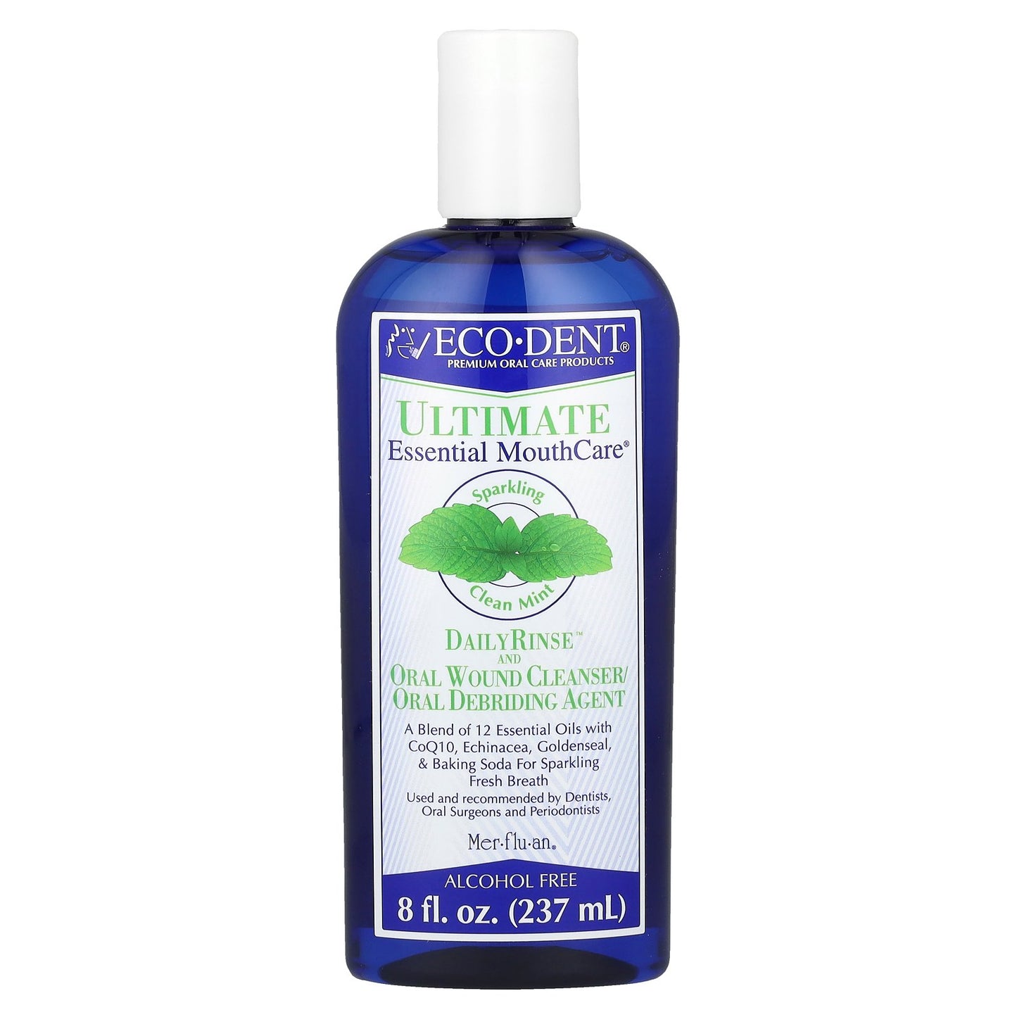 Eco-Dent, Ultimate Essential MouthCare®, DailyRinse™ & Oral Wound Cleanser/Debriding Agent, Alcohol Free, Sparkling Clean Mint, 8 fl oz (237 ml)