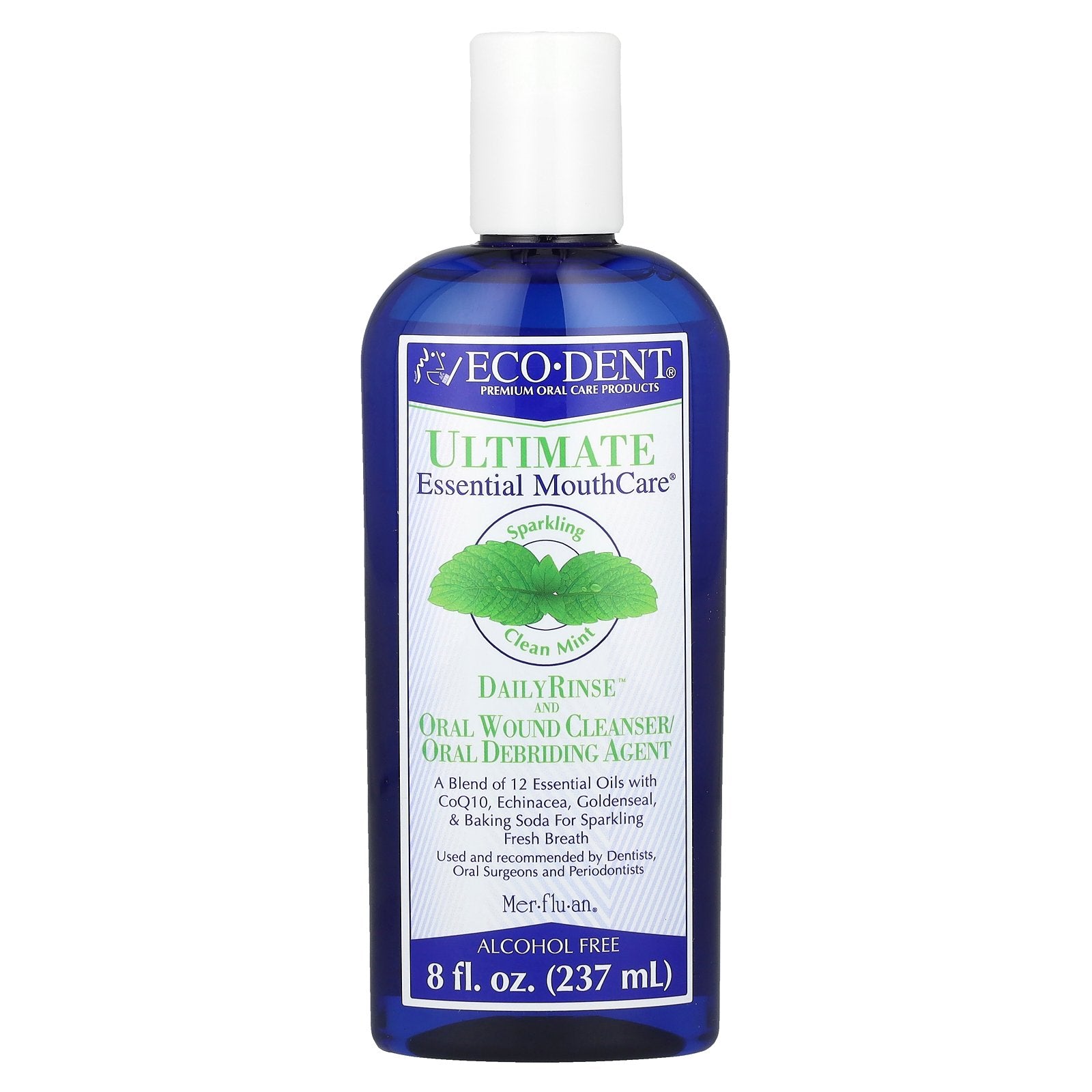 Eco-Dent, Ultimate Essential MouthCare®, DailyRinse™ & Oral Wound Cleanser/Debriding Agent, Alcohol Free, Sparkling Clean Mint, 8 fl oz (237 ml)
