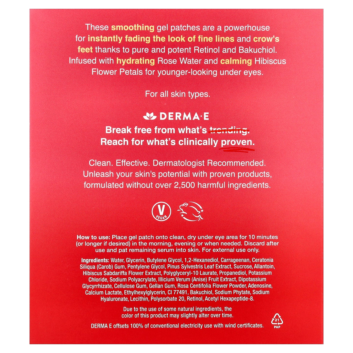 DERMA E, Retinol Line Smoothing Hydro Gel Patches, For All Skin Types, 5 Pack