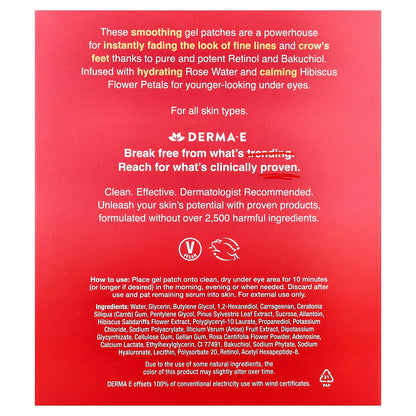 DERMA E, Retinol Line Smoothing Hydro Gel Patches, For All Skin Types, 5 Pack