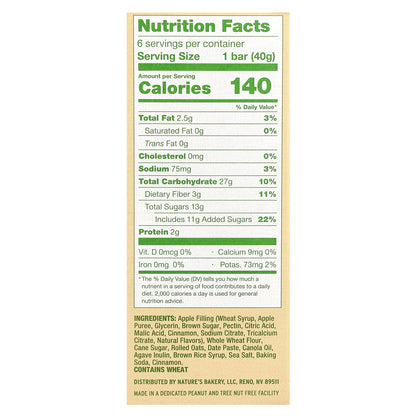 Nature's Bakery, Oatmeal Crumble, Apple, 6 Packs, 1.41 oz (40 g) Each