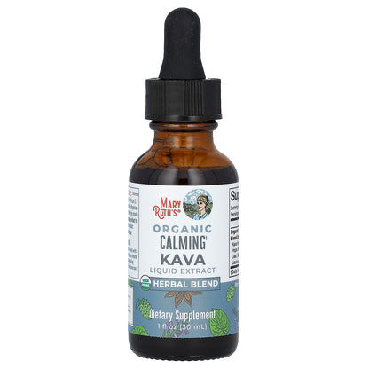 MaryRuth's, Organic Calming Kava Liquid Extract, Alcohol Free, 1,180 mg, 1 fl oz (30 ml)