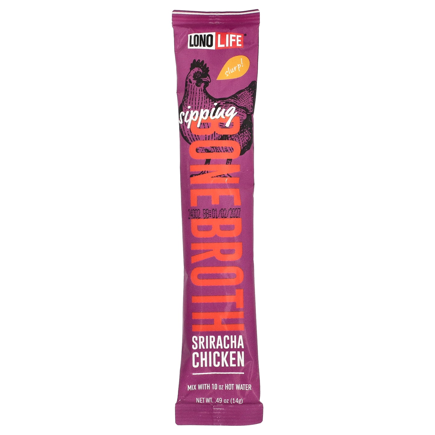 Lonolife, Sipping Bone Broth, Sriracha Chicken, 4 Single Serve Sticks, 0.49 oz (14 g) Each