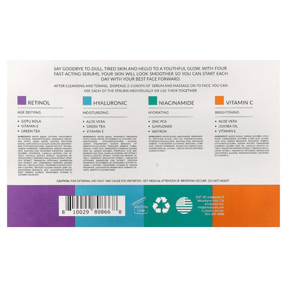 artnaturals, Serum Top 4 Set, 4 Count, 1 fl oz (29.5 ml) Each