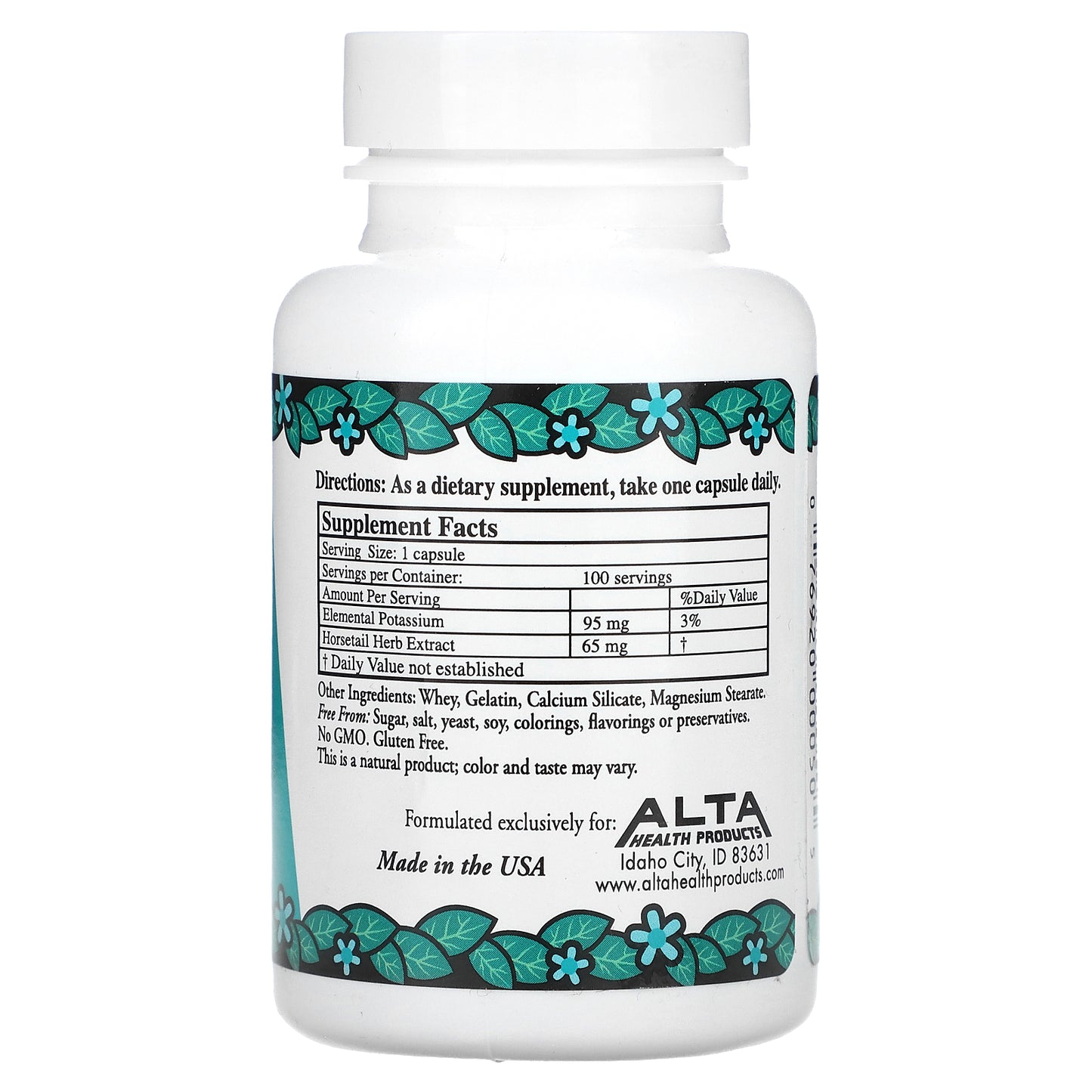 Alta Health, Potassium Chloride, Plus Silica, 100 Capsules