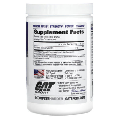 GAT, Creatine, Unflavored, 10.58 oz (300 g)