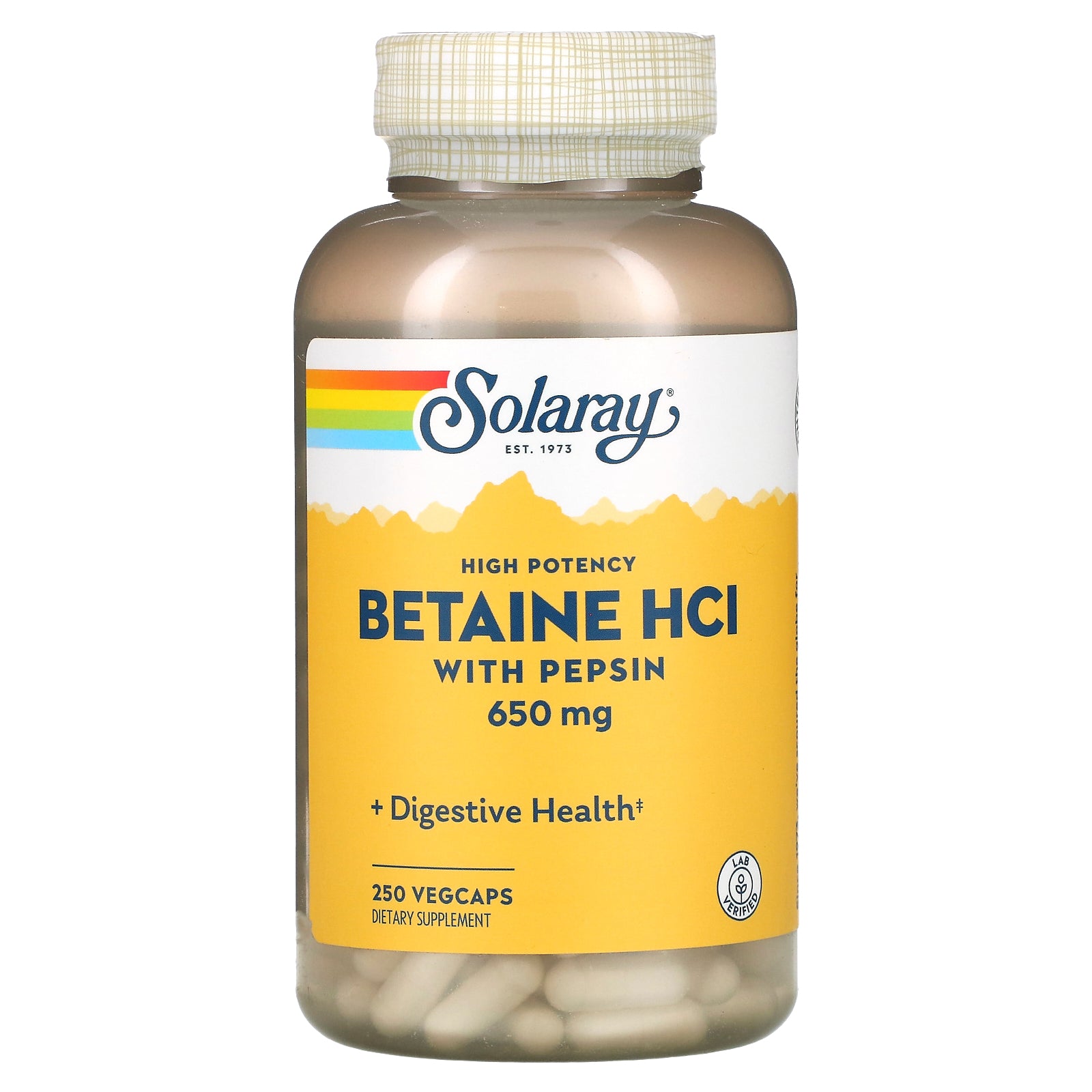 Solaray, High Potency Betaine HCl with Pepsin, 650 mg, 250 VegCaps