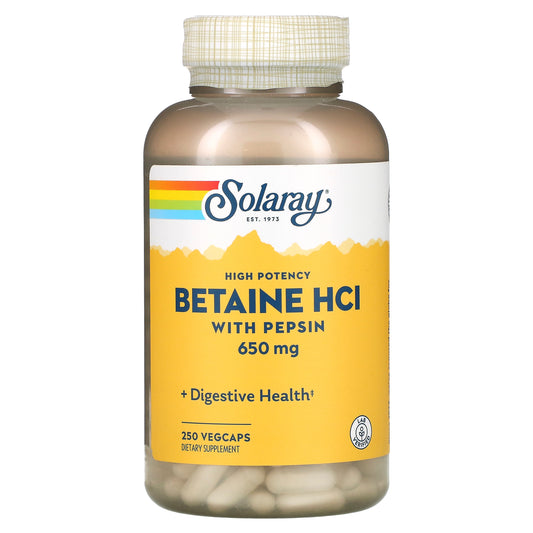 Solaray, High Potency Betaine HCl with Pepsin, 650 mg, 250 VegCaps