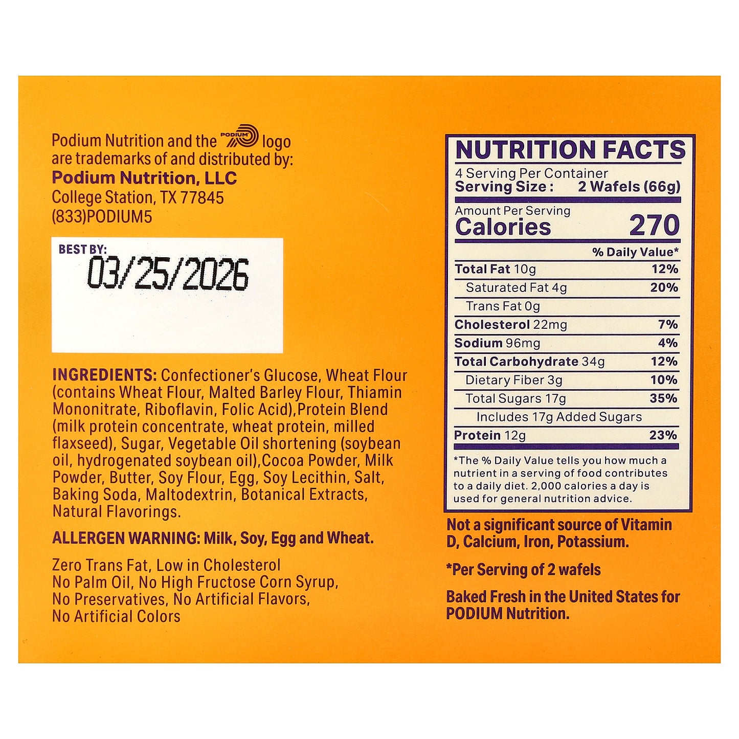 Podium Nutrition, Protein Stroopwafel, Chocolate Brownie, 8 Wafels, 9.28 oz (264 g)