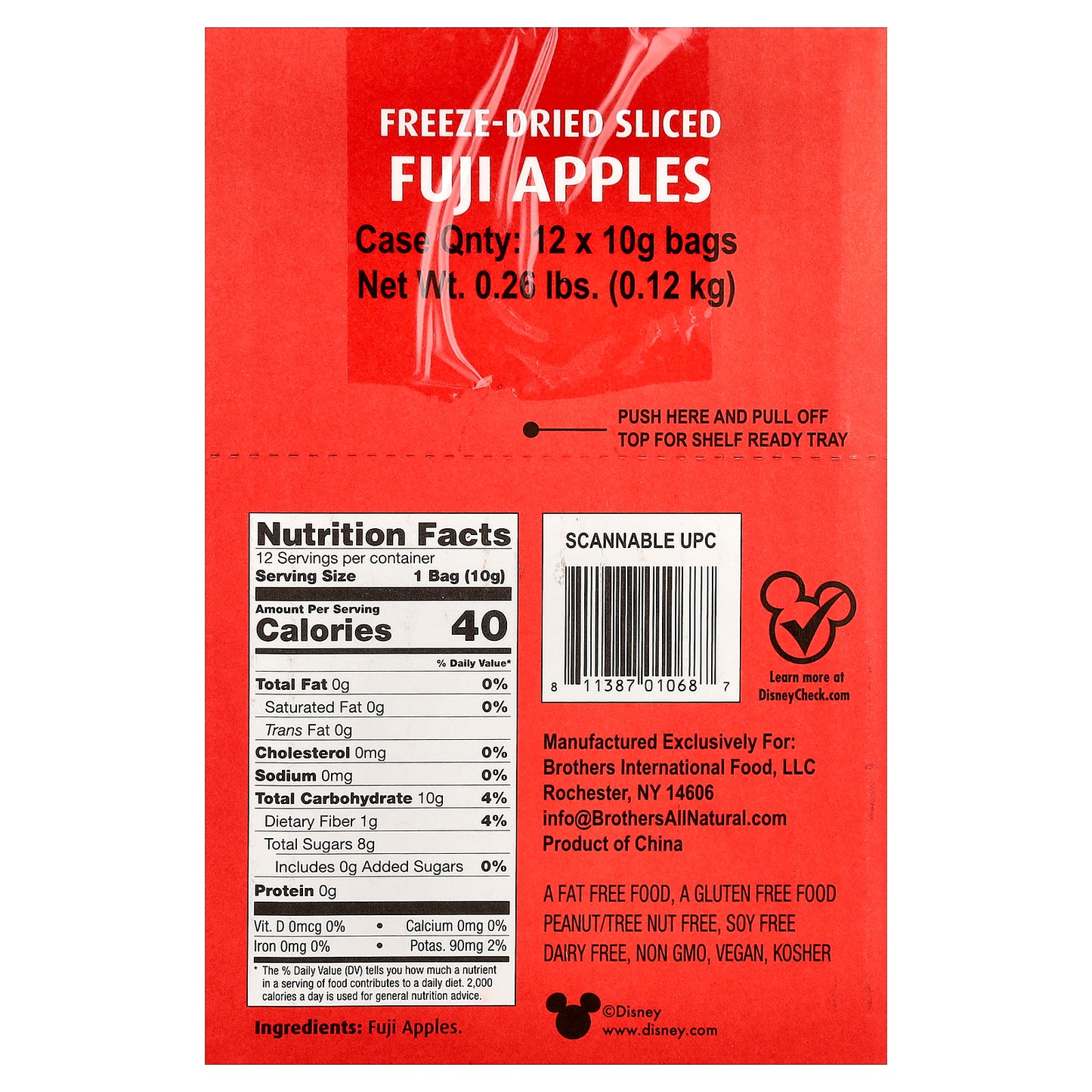 Brothers-All-Natural, Fruit Crisps, Fuji Apples, Disney Junior, 12 Bags, 0.32 oz (10 g) Each