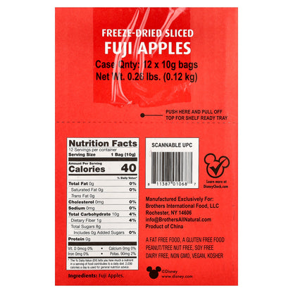Brothers-All-Natural, Fruit Crisps, Fuji Apples, Disney Junior, 12 Bags, 0.32 oz (10 g) Each