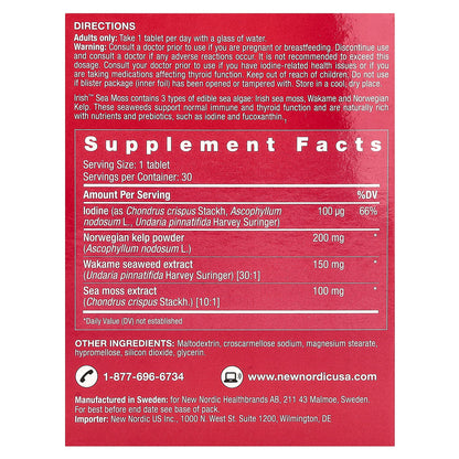 New Nordic, Irish Sea Moss, 30 Tablets