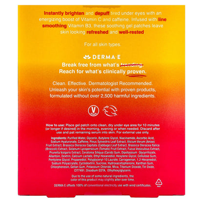 DERMA E, Vitamin C Bright Eyes Hydro Gel Patches, For All Skin Types, 5 Pack