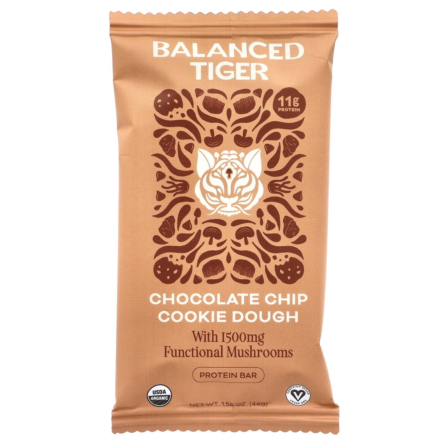 Balanced Tiger, Protein Bar, Chocolate Chip Cookie Dough, 12 Bars, 1.55 oz (44 g) Each