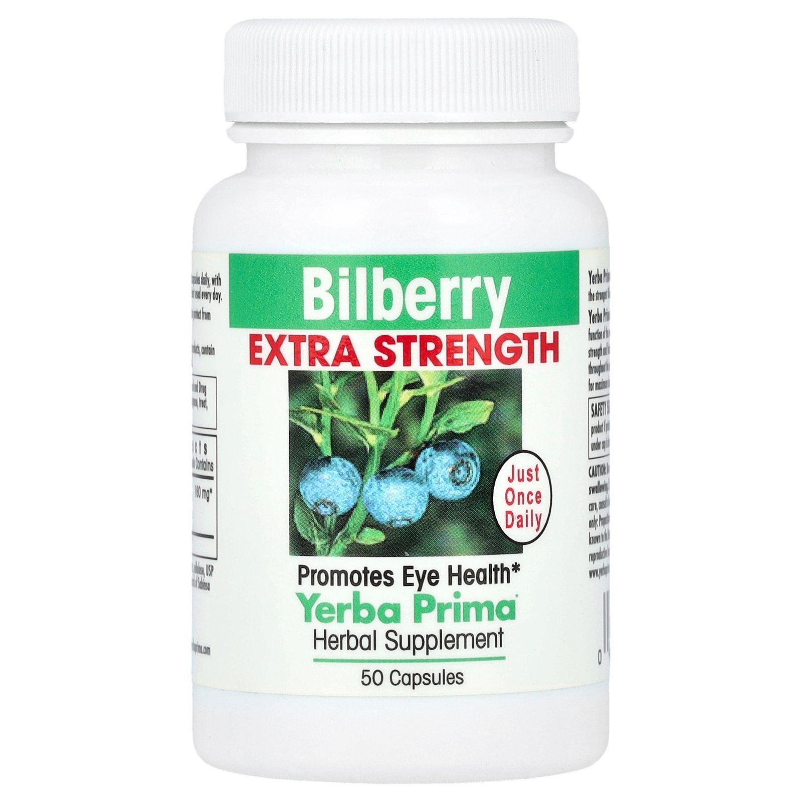 Yerba Prima, Bilberry, 50 Capsules (160 mg per Capsule)