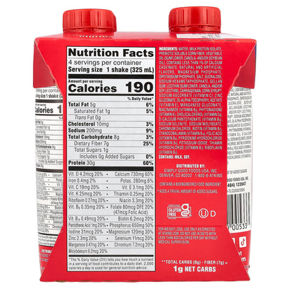 Atkins, Strong, High Protein Shake, Vanilla, 4 Shakes, 11 fl oz (325 ml) Each