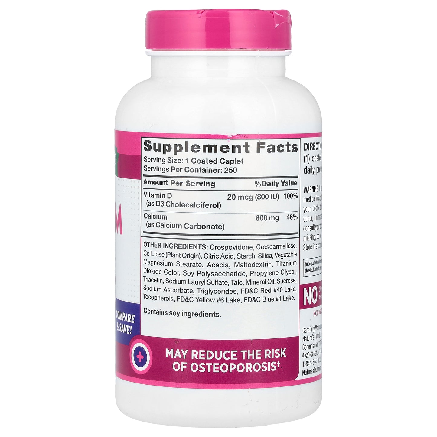 Nature's Truth, Calcium + D3, 250 Coated Caplets