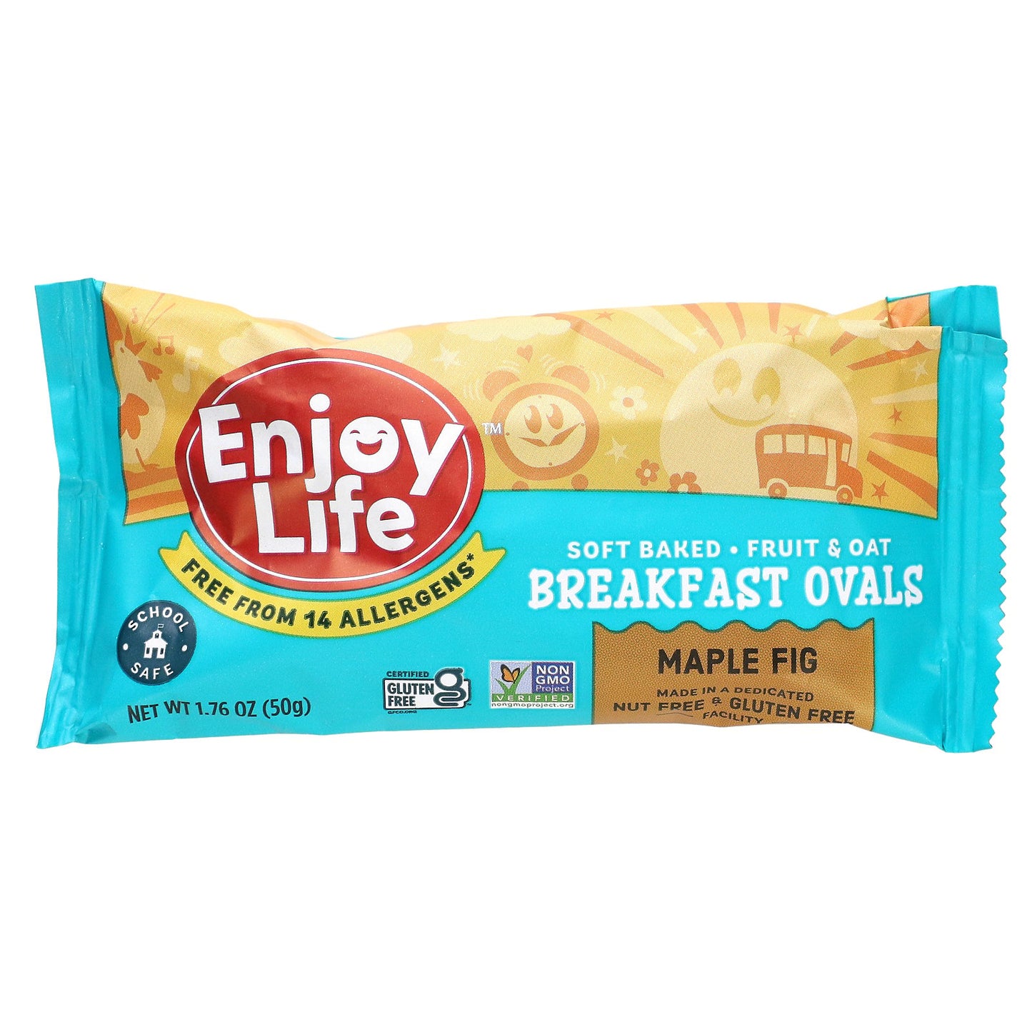 Enjoy Life Foods, Soft-Baked Fruit & Oat Breakfast Ovals, Maple Fig, 5 Bars, 1.76 oz (50 g) Each