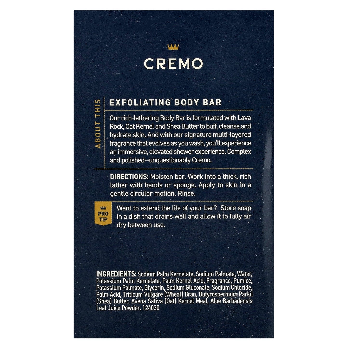 Cremo, Exfoliating Body Bar, Palo Santo , 5 oz (142 g)
