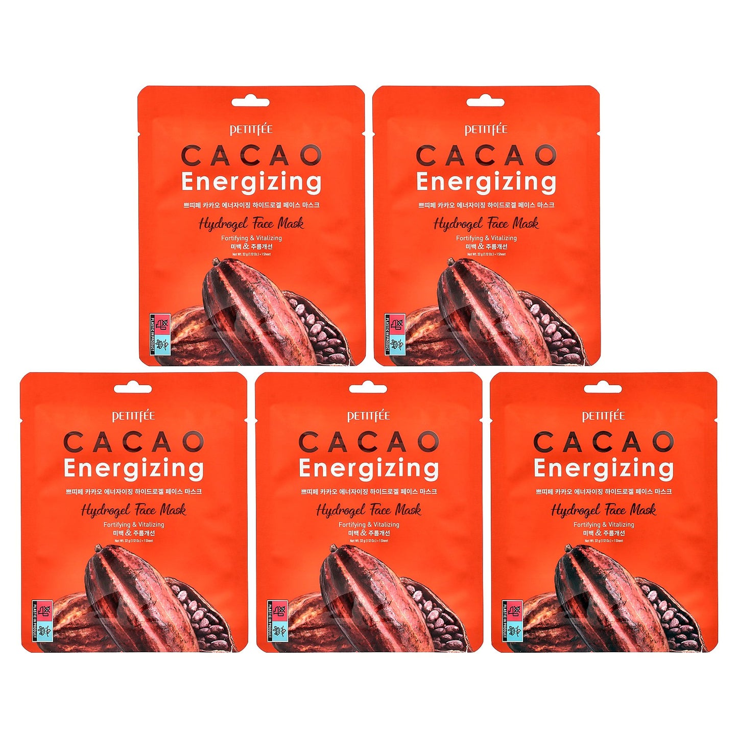 Petitfee, Cacao Energizing, Hydrogel Face Beauty Mask, 5 Pack, 1.12 oz (32 g) Each