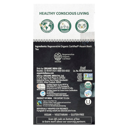 Organic India, Purely Assam Black Tea, 18 Infusion Bags, 1.14 oz (32.4 g)