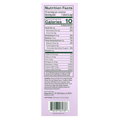 Bloom, Energy Sticks, Peach Mango , 10 Stick Packs, 0.16 oz (4.6 g) Each