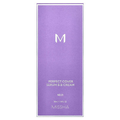 Missha, Perfect Cover Serum B.B Cream, No. 21 Light Beige, 1.18 fl oz (35 ml)