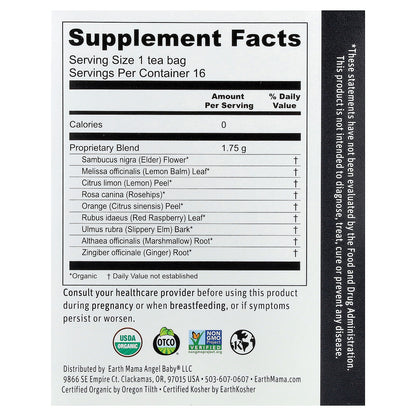 Earth Mama, Organics, 100% Organic Throat Soothie™ Tea, Caffeine Free, 16 Tea Bags, 0.98 oz (28 g)