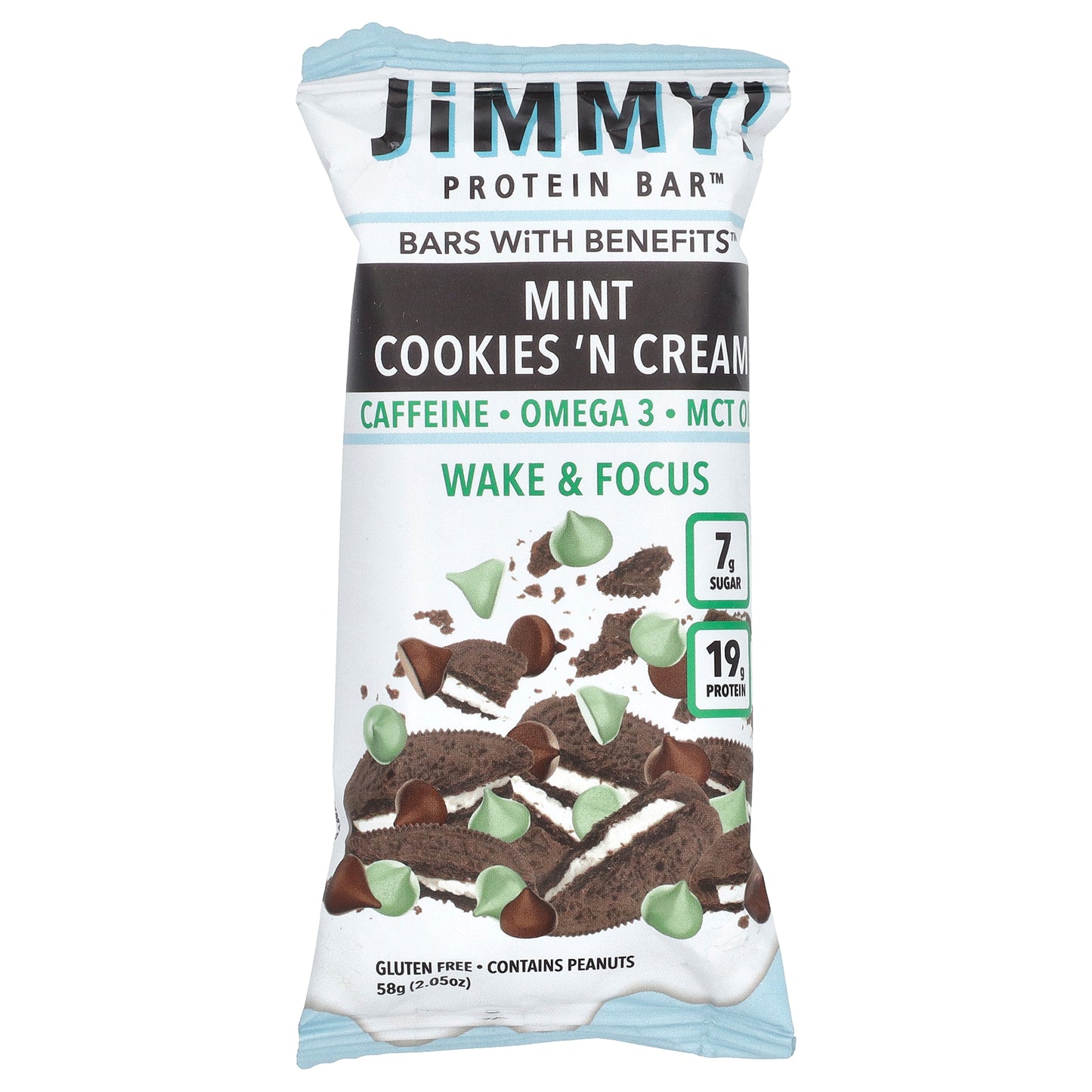 JiMMY!, Bars with Benefits, Protein Bar, Mint Cookies 'N Cream, 4 Bars, 2.05 oz (58 g) Each