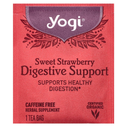 Yogi Tea, Digestive Support, Sweet Strawberry, Caffeine Free, 16 Tea Bags, 1.12 oz (32 g)