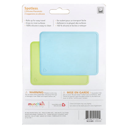 Munchkin, Spotless™, Silicone Placemats, 4 Months+, 2 Count