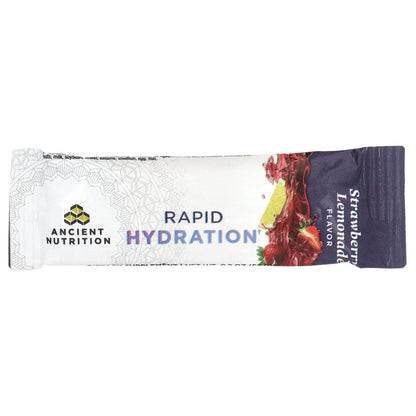 Ancient Nutrition, Rapid Hydration, Strawberry Lemonade, 15 On-The-Go Stick Packs, 0.2 oz (6.1 g) Each