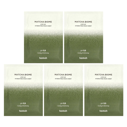 Heimish, Matcha Biome, Low pH Hydrating Beauty Mask Sheet, 5 Sheets, 30 ml Each