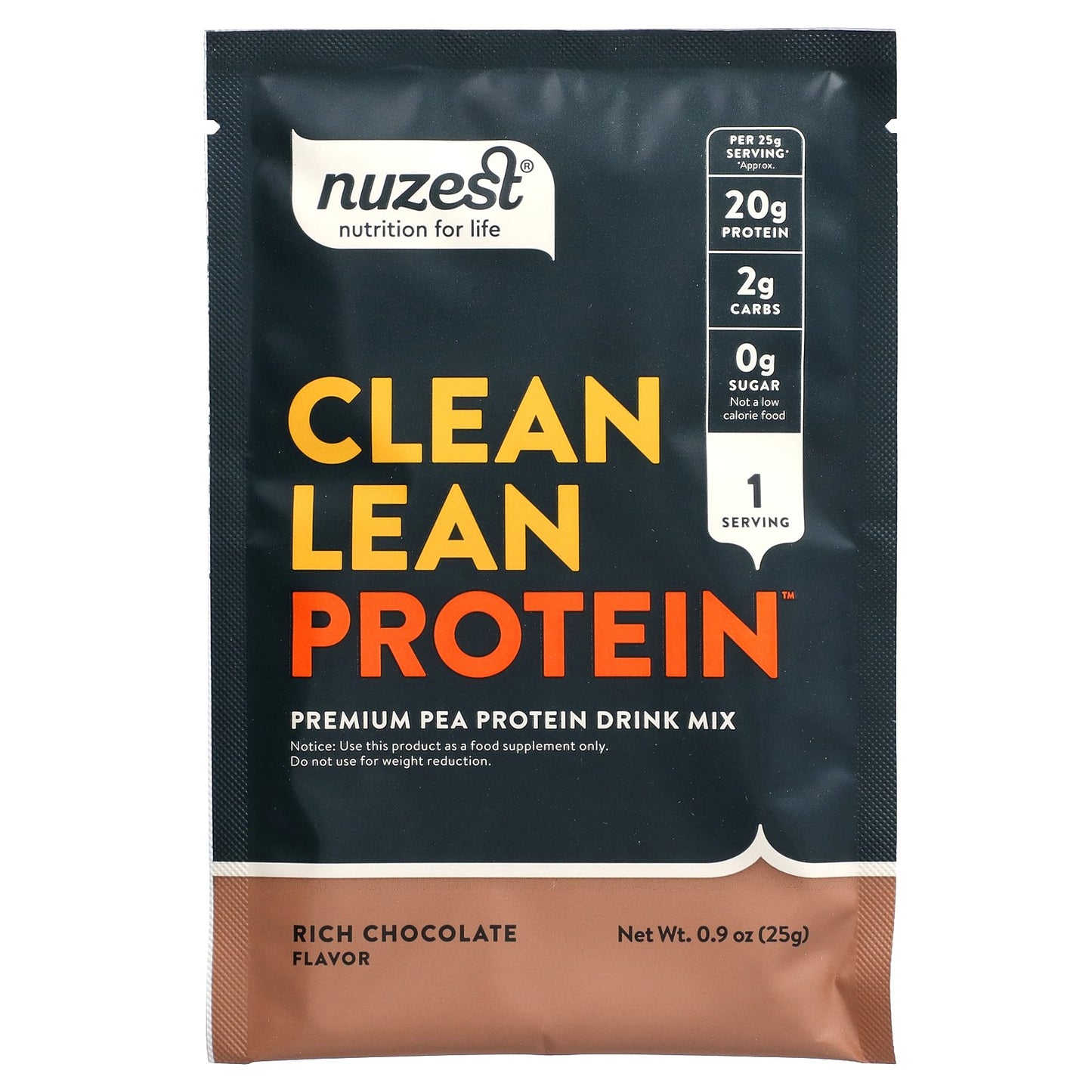 Nuzest, Clean Lean Protein, Rich Chocolate, 10 Packets, 0.9 oz (25 g) Each