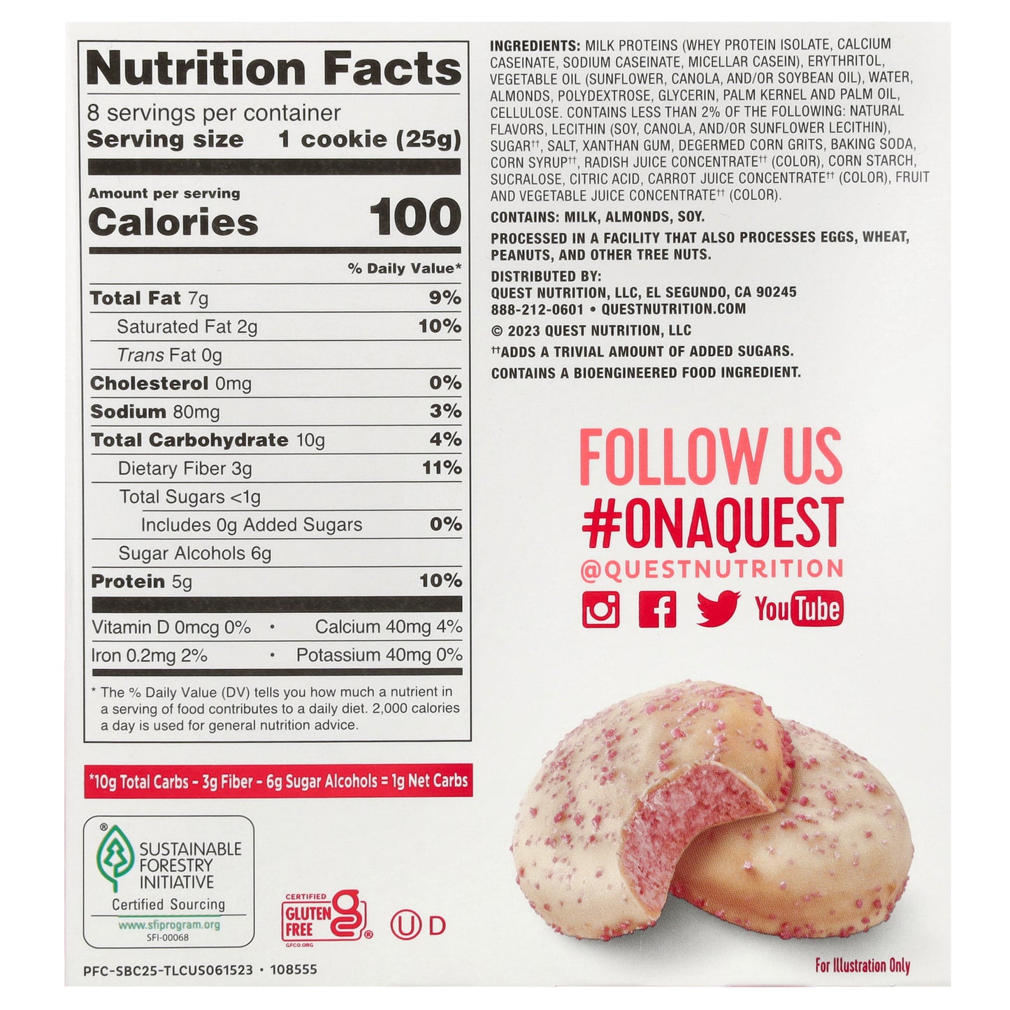 Quest Nutrition, Frosted Cookies, Strawberry Cake, 8 Cookies, 0.88 oz (25 g) Each