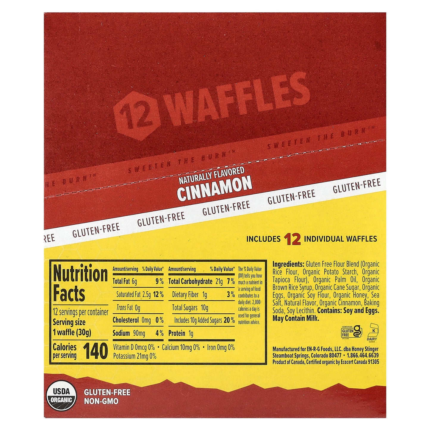 Honey Stinger, Energy Waffle, Cinnamon, 12 Waffles, 1.06 oz (30 g) Each