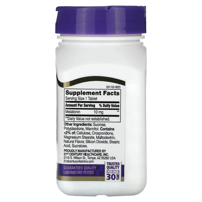 21st Century, Melatonin, Quick Dissolve, Cherry, 10 mg, 360 Tablets