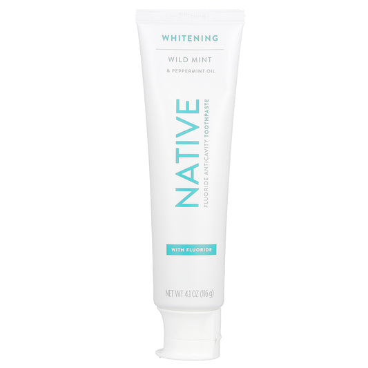 Native, Whitening Toothpaste, With Fluoride, Wild Mint & Peppermint Oil, 4.1 oz (116 g)