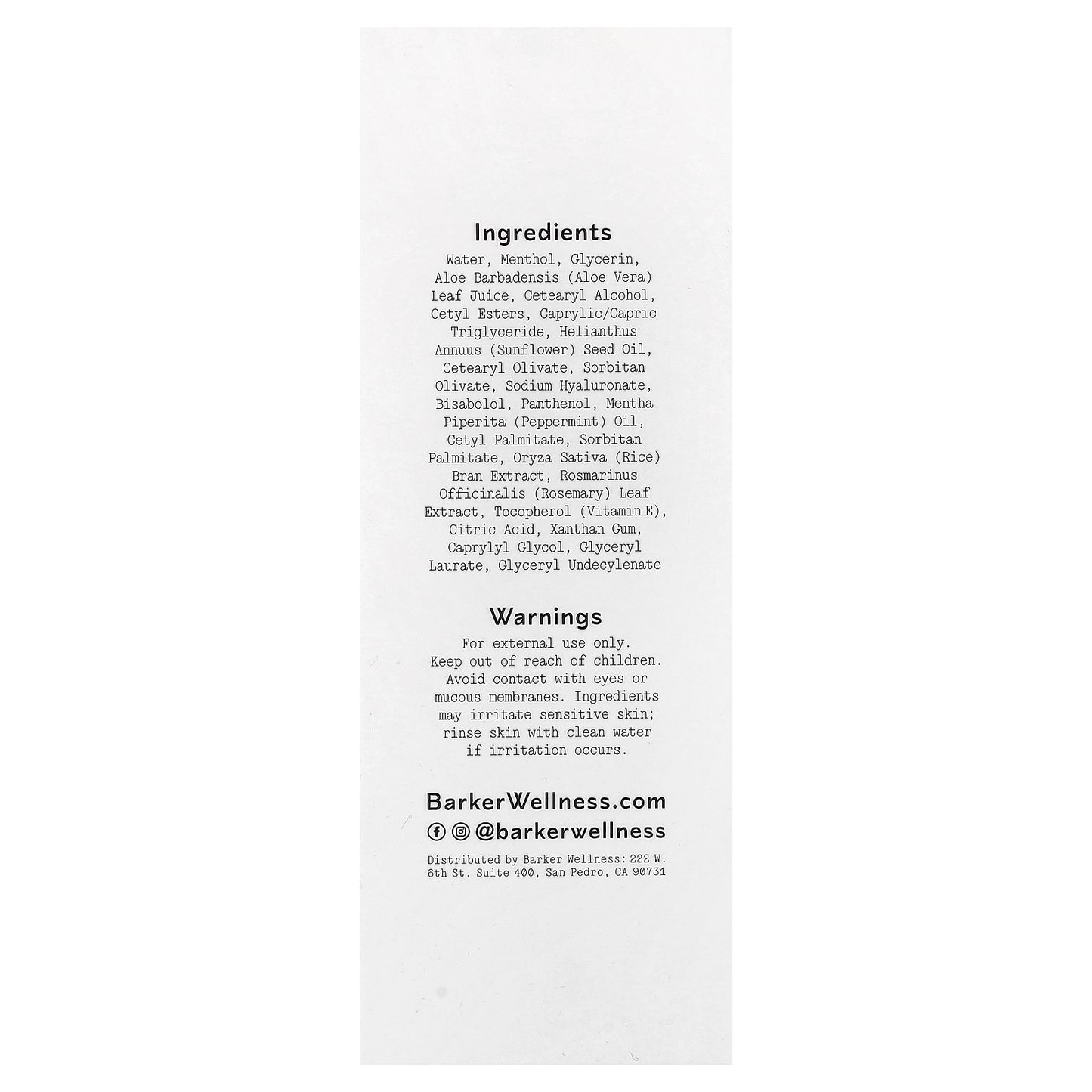 Barker Wellness Co, Muscle Therapy Cream, 3.3 oz (100 ml)